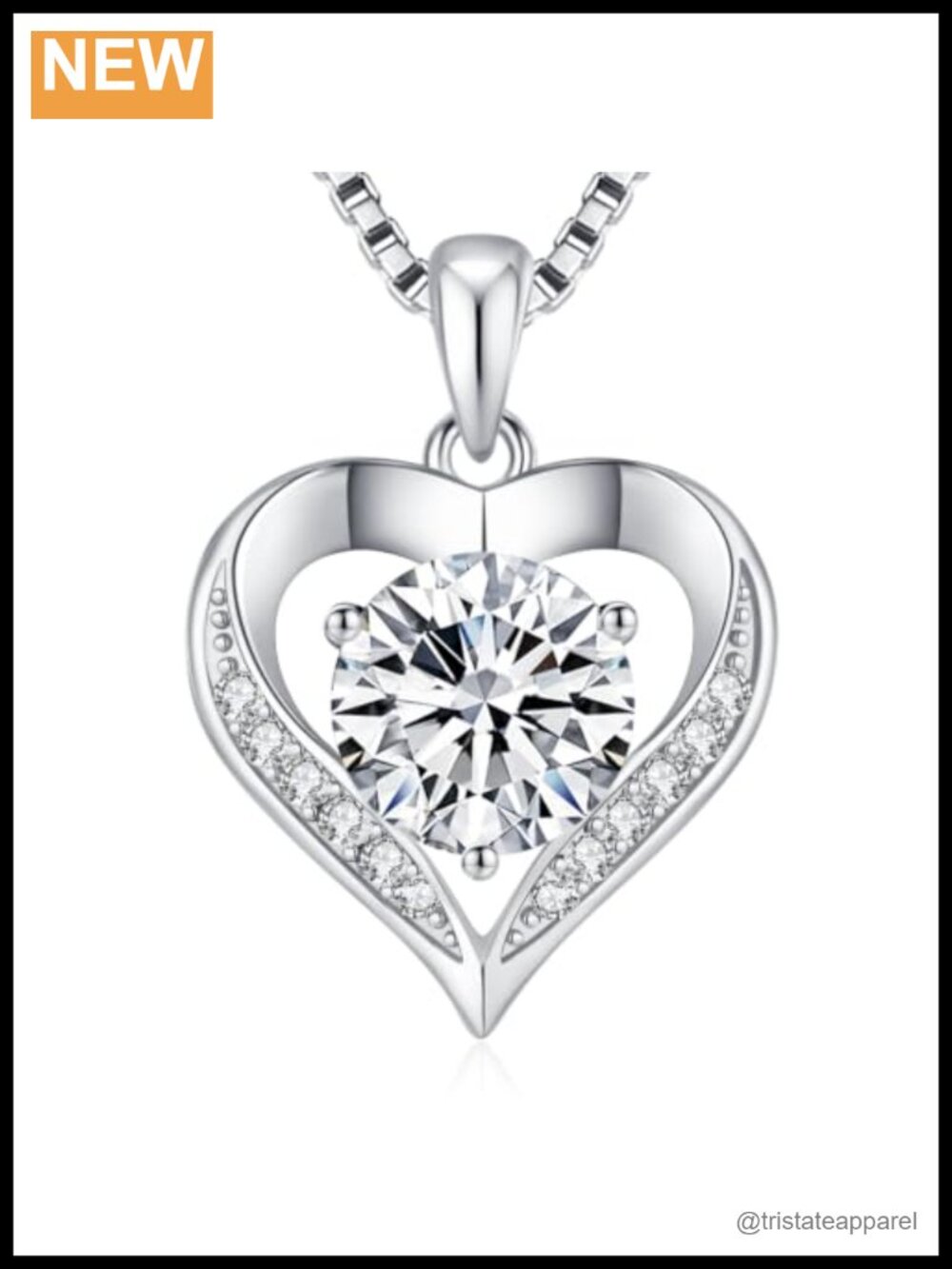 Moissanite Heart Necklace 925 Sterling Silver 1 Carat I Love You Pendant